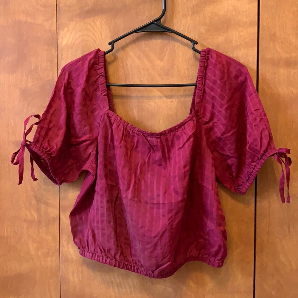 Express burgundy crop top/blouse